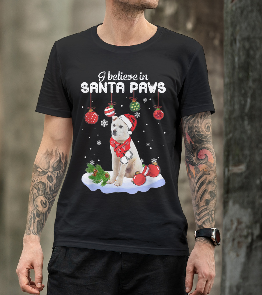 I Believe In Santa Paws Jindo Claus Dog Christmas Decor T-Shirt