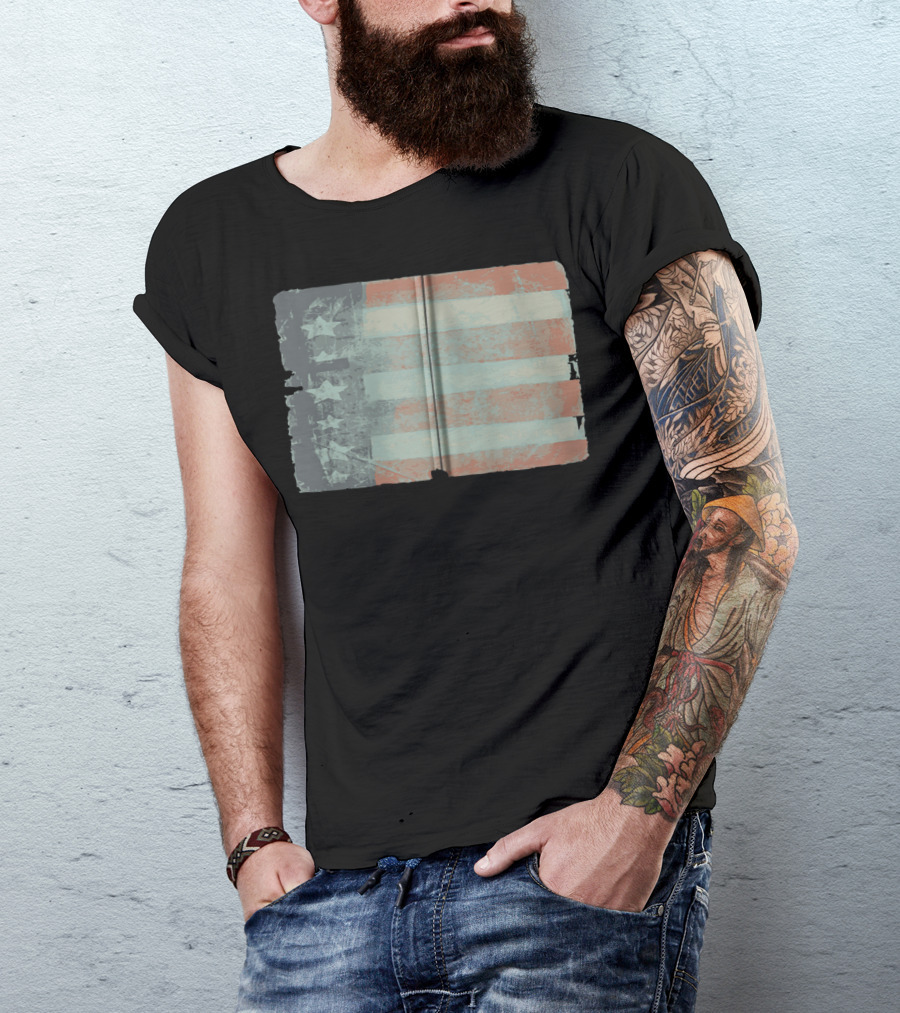 Vintage Distress US Flag Graphic 365 United T-Shirt