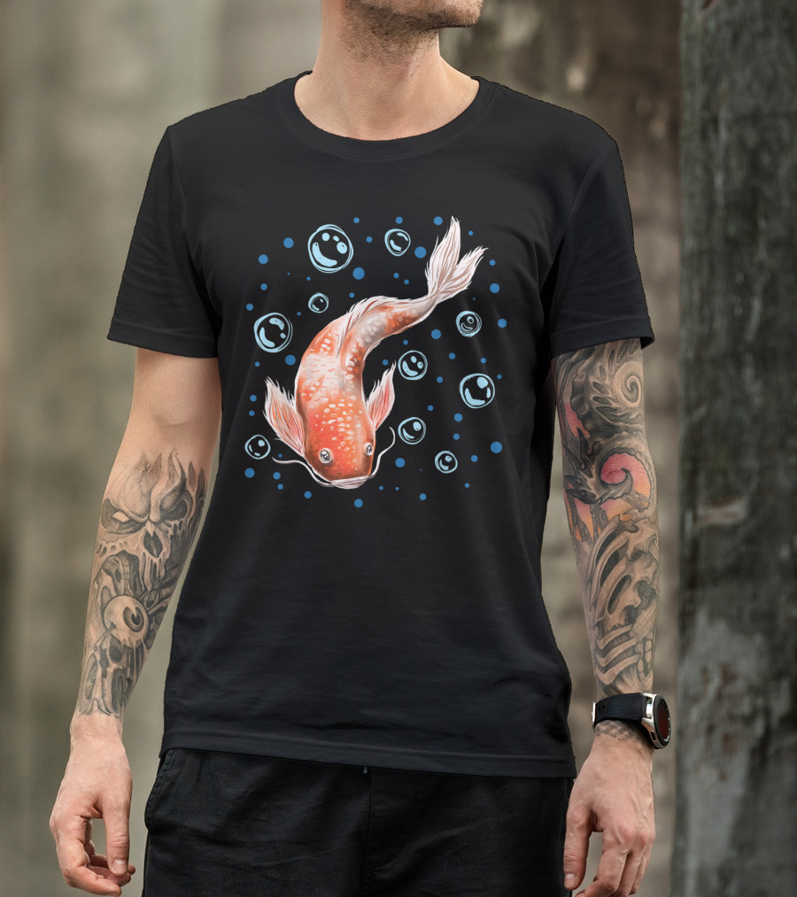 Koi Fish Feng Shui Japanese Carp With Bubbles T-Shirt