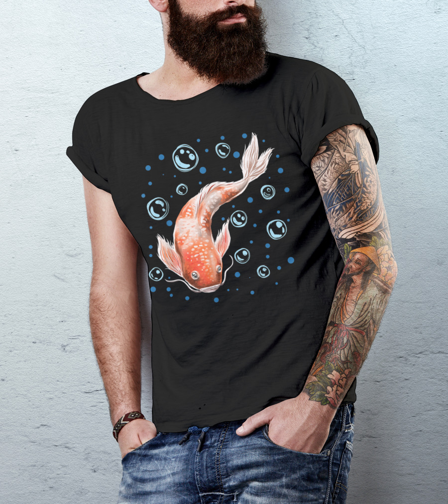 Koi Fish Feng Shui Japanese Carp With Bubbles T-Shirt