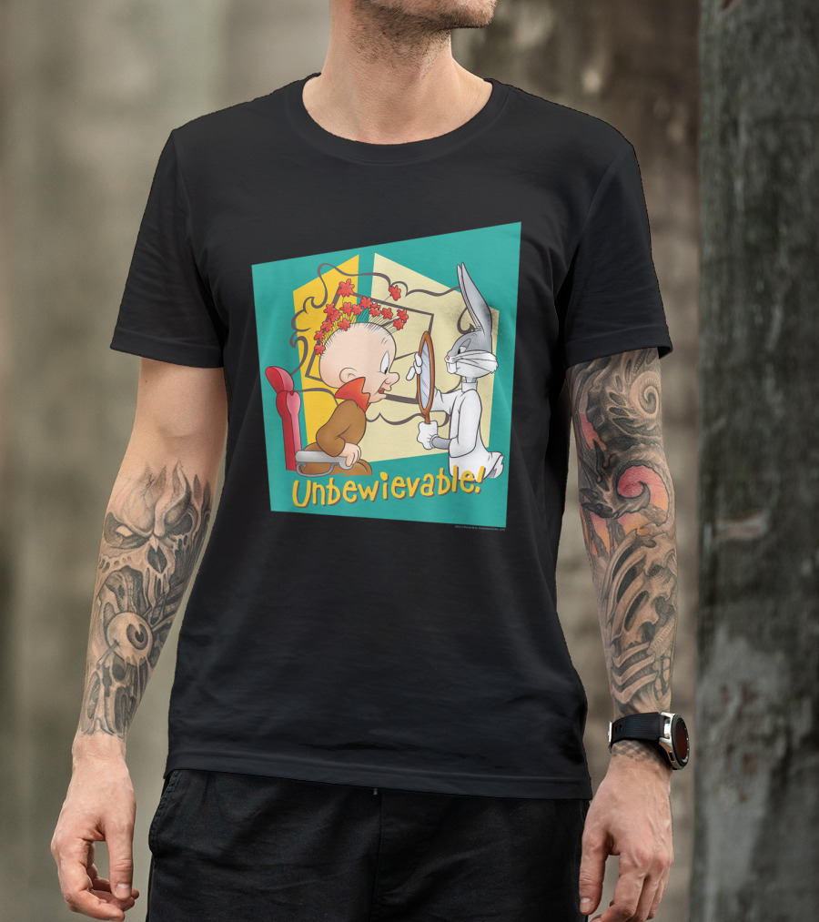 Looney Tunes Bugs Bunny Elmer Fudd Unbewievable Mirror Surprise T-Shirt