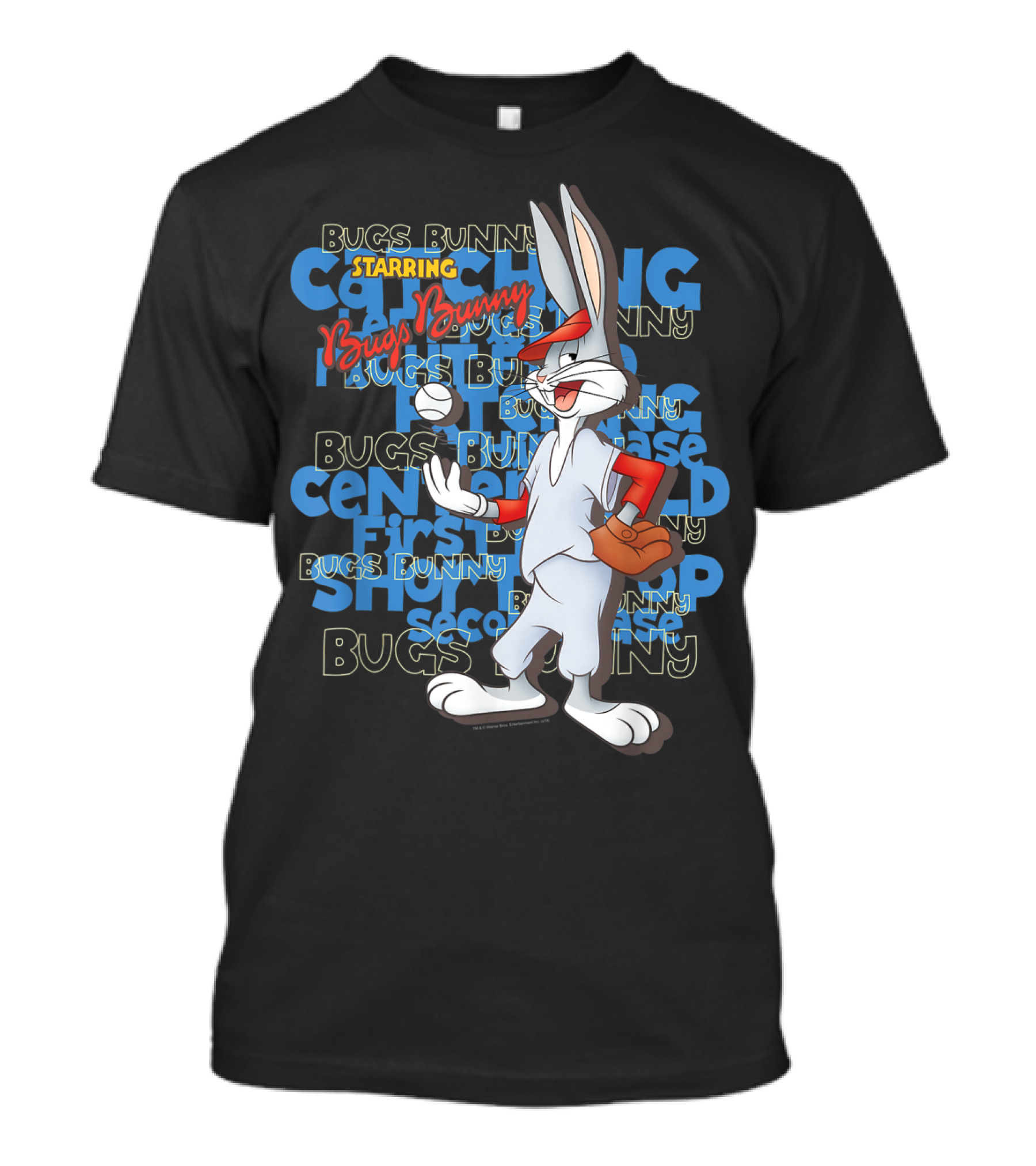 STARRING BUGS BUNNY CATCHING CENTERFIELD FIRST SECOND BASE SWING T-Shirt
