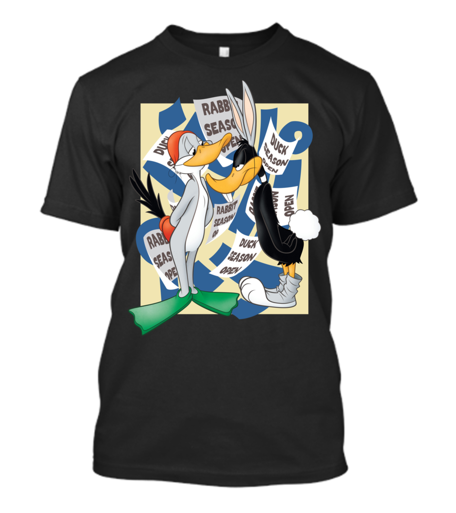 Looney Tunes Rabbit Season Duck Season Open Signs Conflict Daffy Duck Bugs Bunny T-Shirt