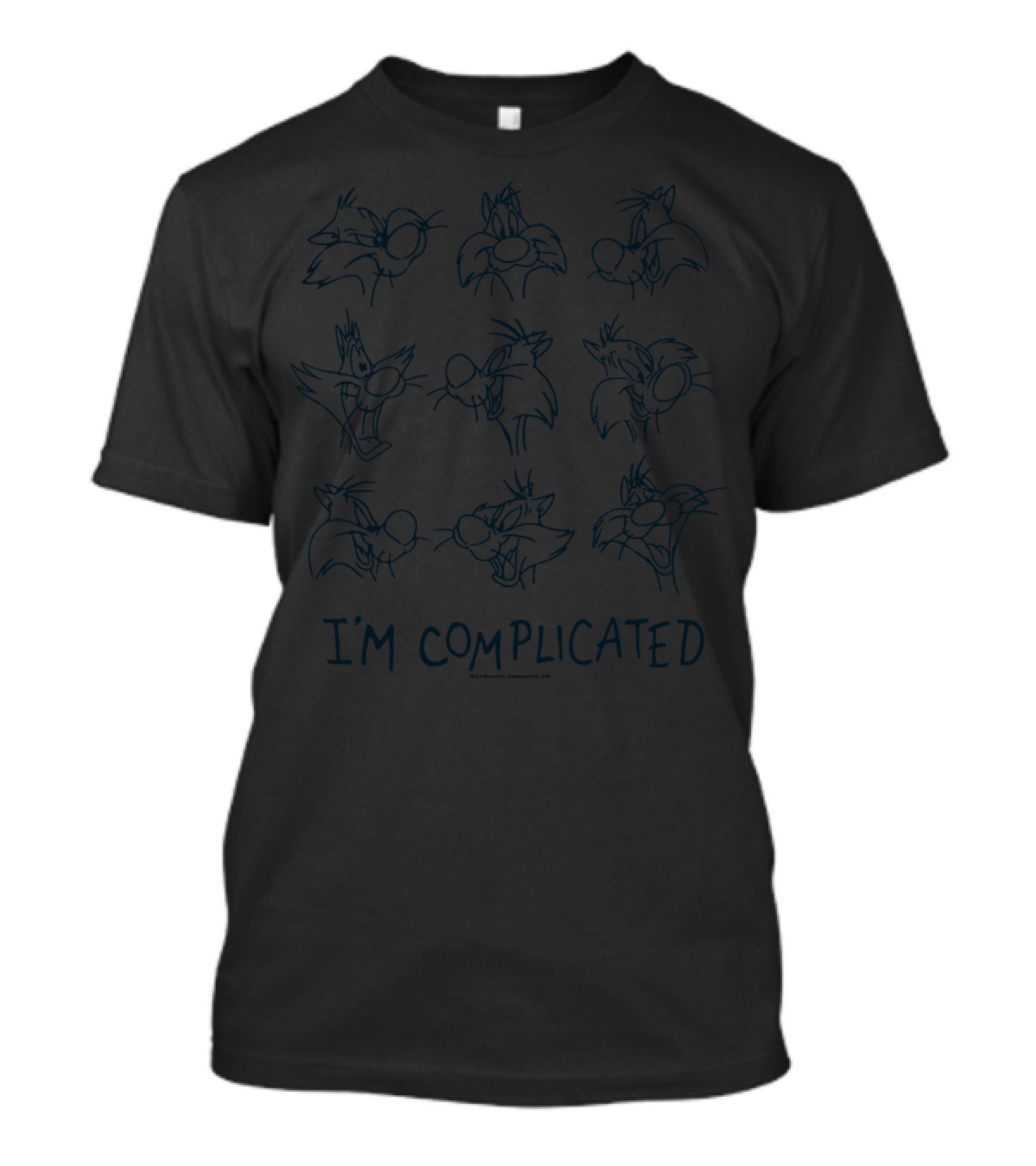 Looney Tunes Sylvester I'm Complicated Sketch Faces T-Shirt