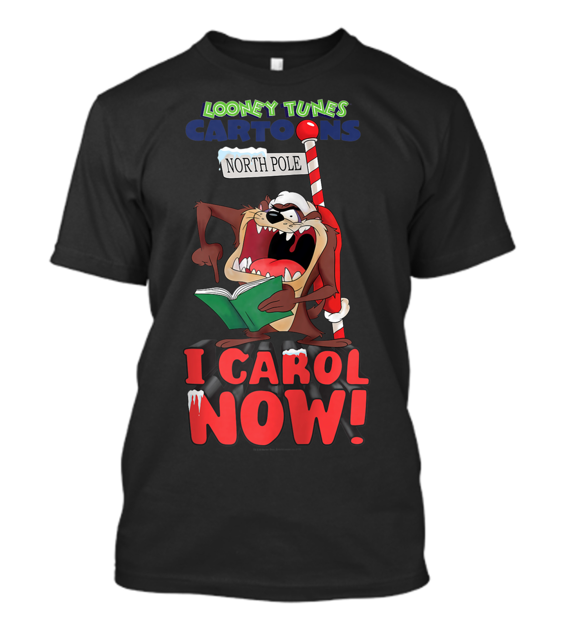Looney Tunes Cartoons Taz North Pole I Carol Now Christmas T-Shirt