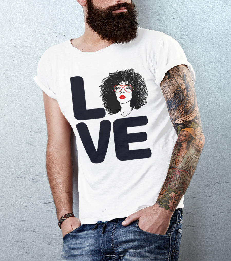 Love My Skin Hair All Melanin Self Love Afro Glasses Red Lips T-Shirt