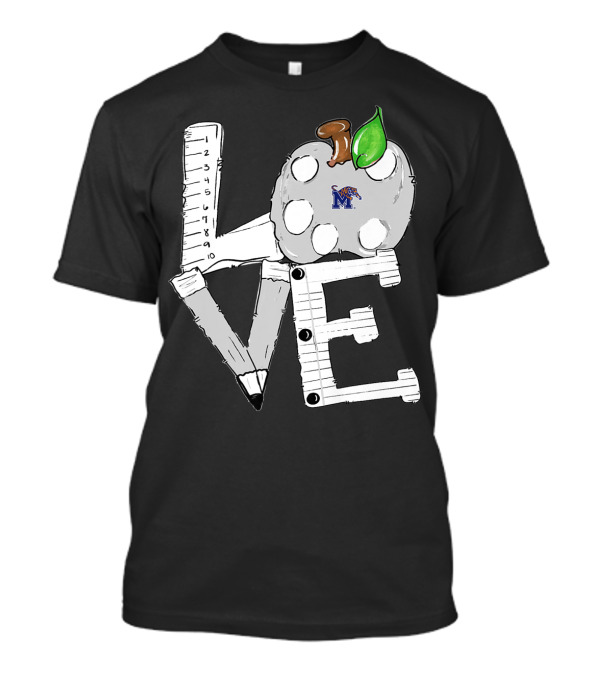 Memphis Tigers Love Student Tailgating Apple Ruler Pencil T-Shirt