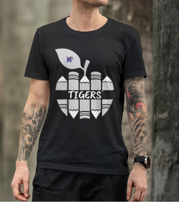 Memphis Tigers Apple With Pencil Mascot T-Shirt