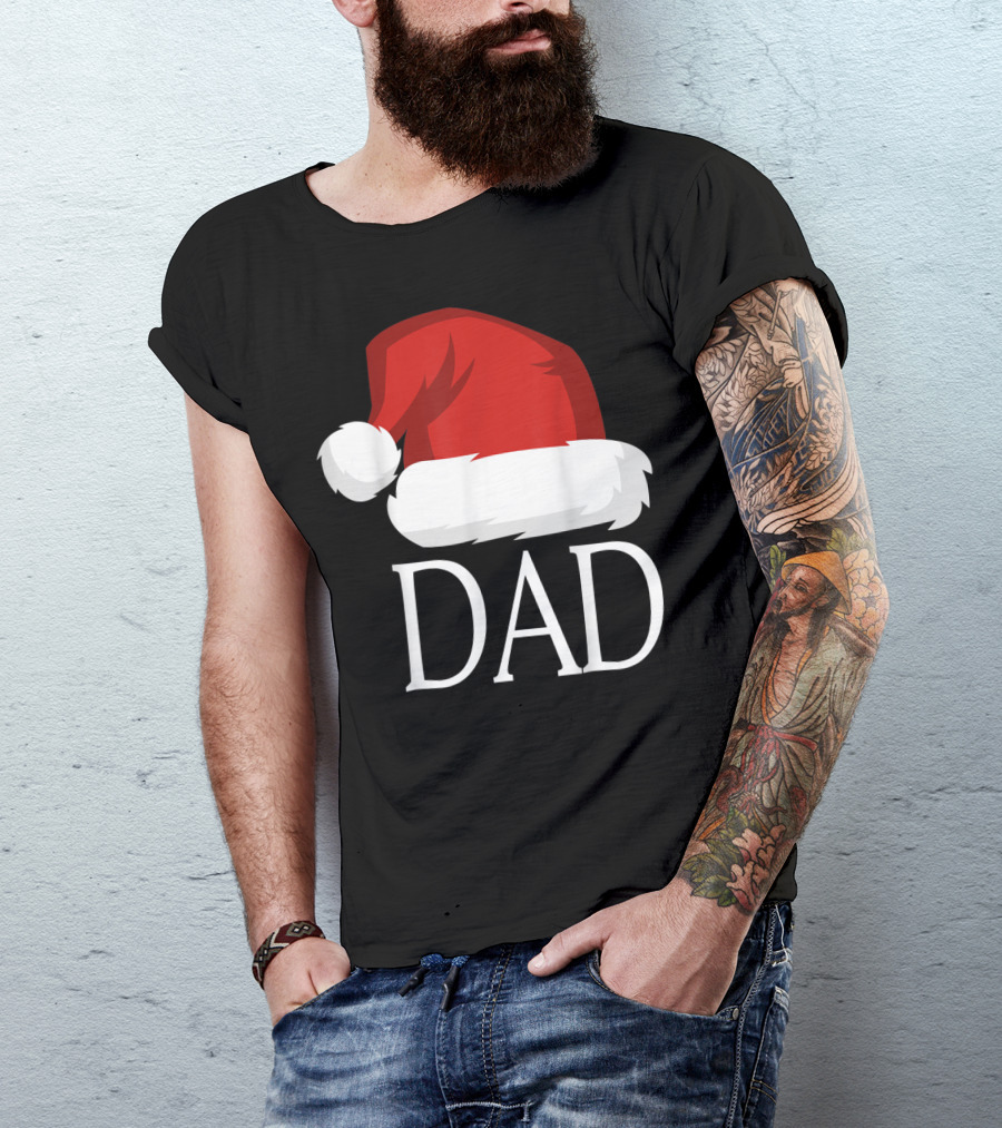 Dad Santa Hat Men's Family Matching Papa T-Shirt