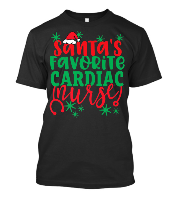 Santa's Favorite Cardiac Nurse Festive Holiday T-Shirt
