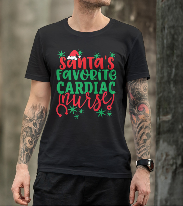 Santa's Favorite Cardiac Nurse Festive Holiday T-Shirt