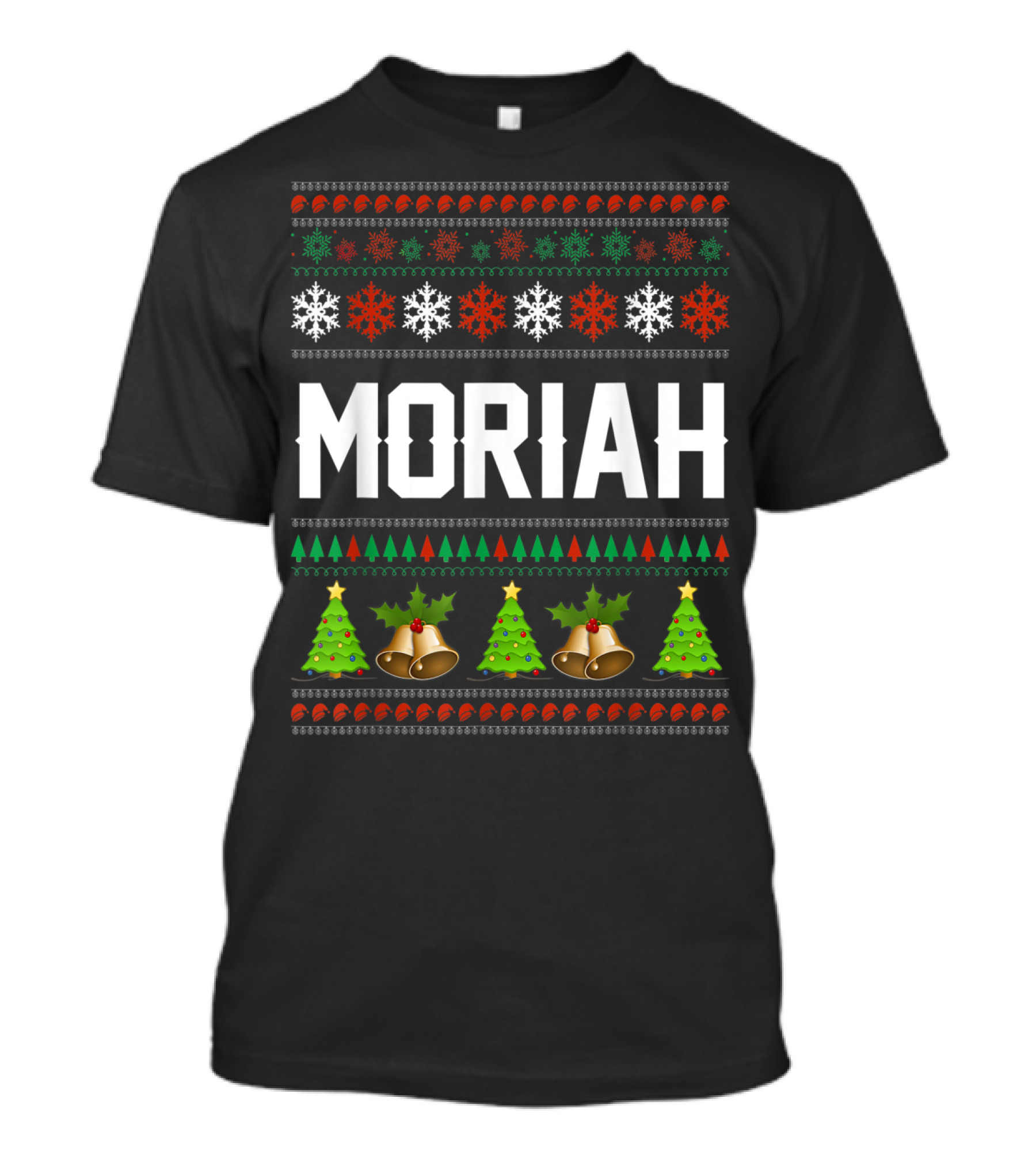 Moriah Christmas Tree Bells Snowflakes Holiday T-Shirt