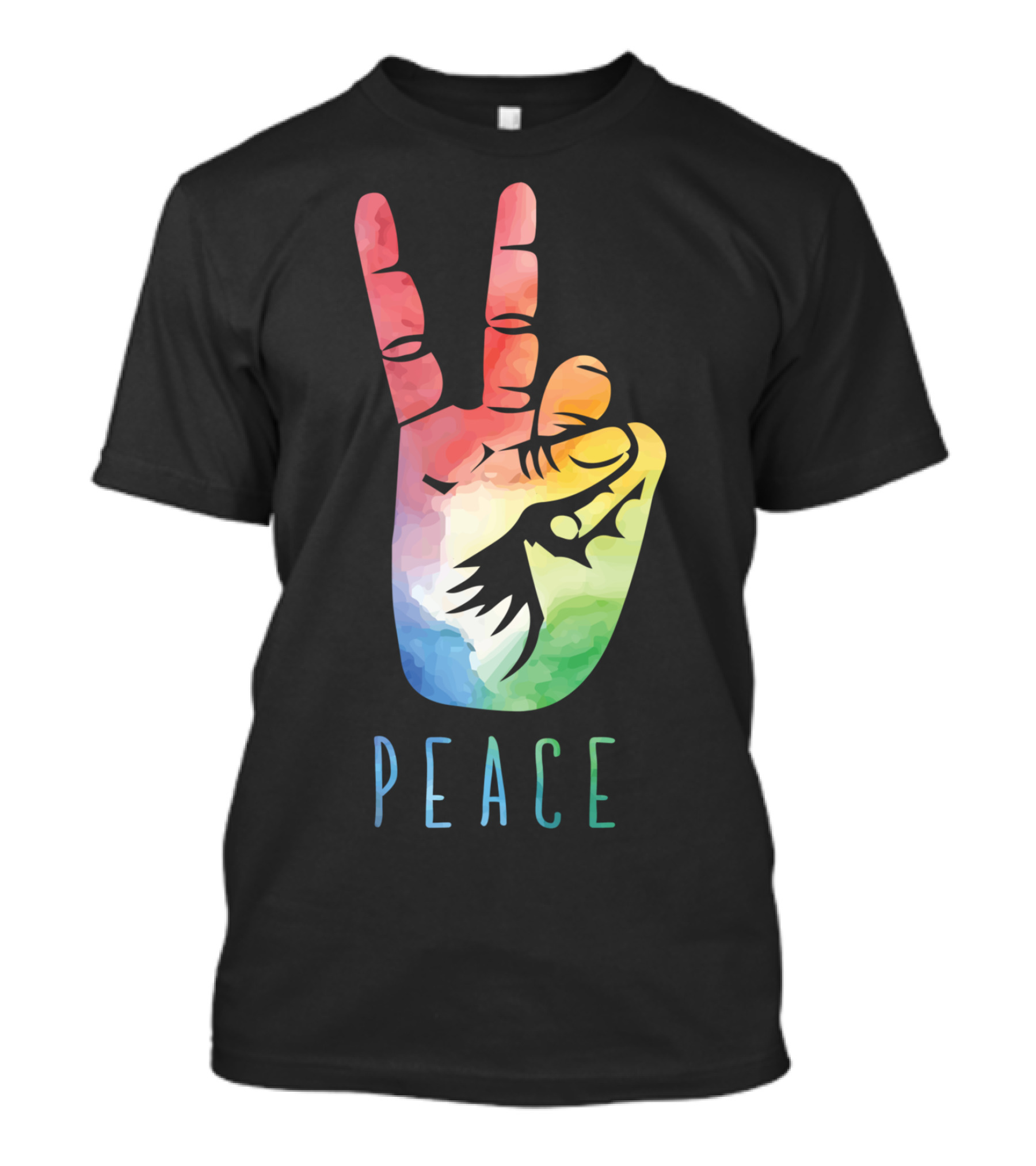 Rainbow Peace Sign Hippie Hand T-Shirt