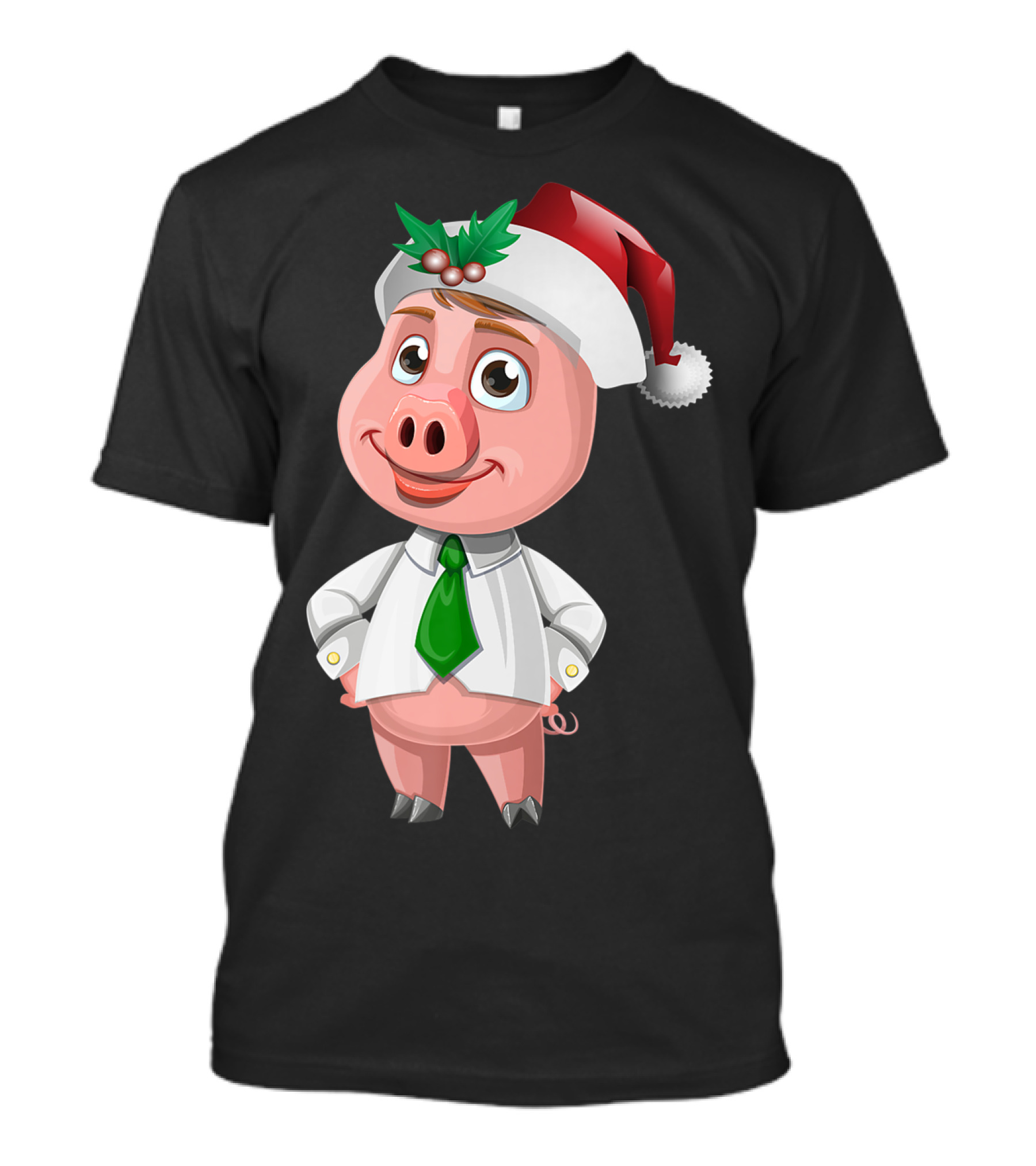 Pig Christmas Santa Hat Farmers Pet Boar Farm Wild Hog T-Shirt