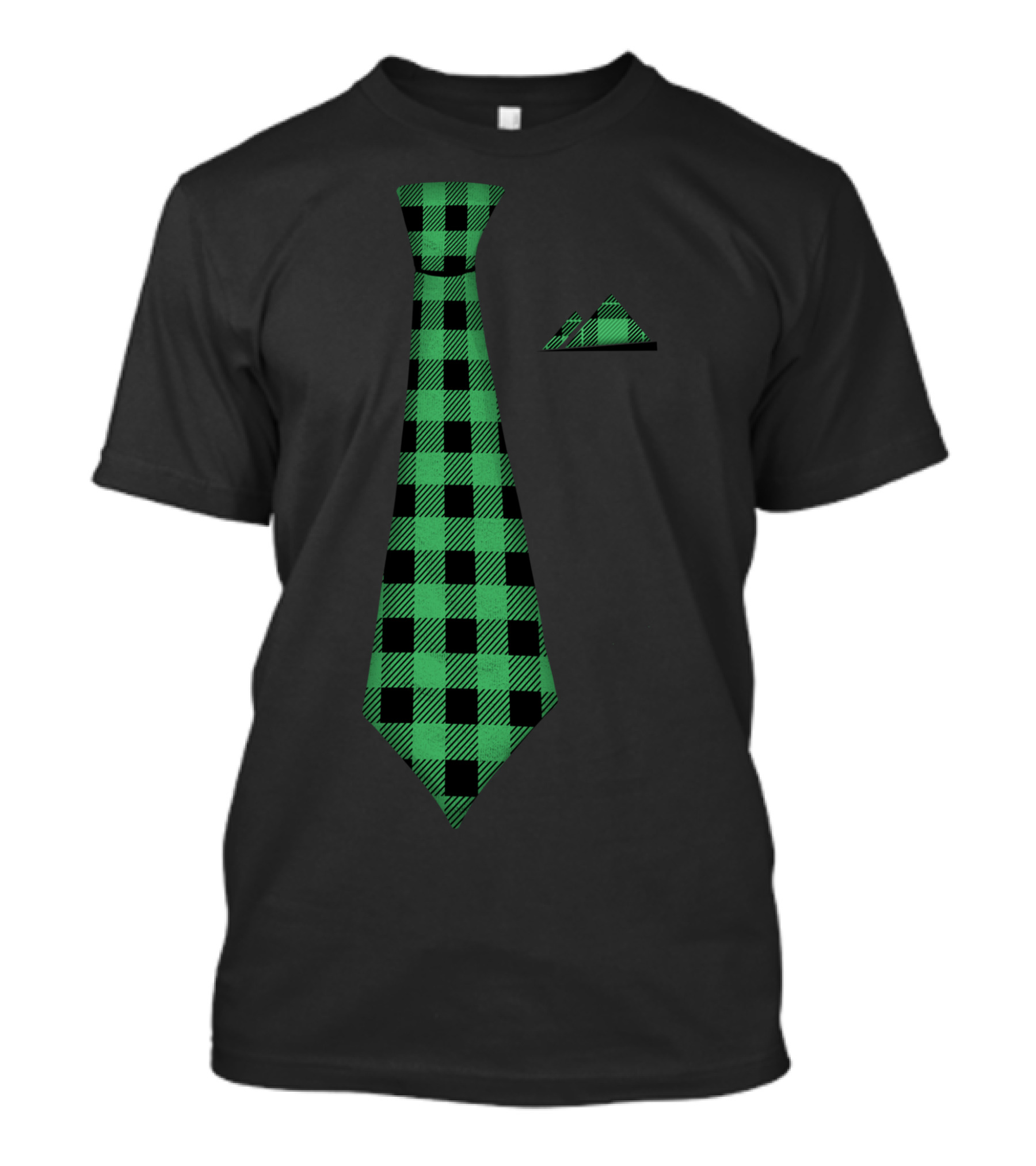 Green Plaid Fake Tie Holiday T-Shirt