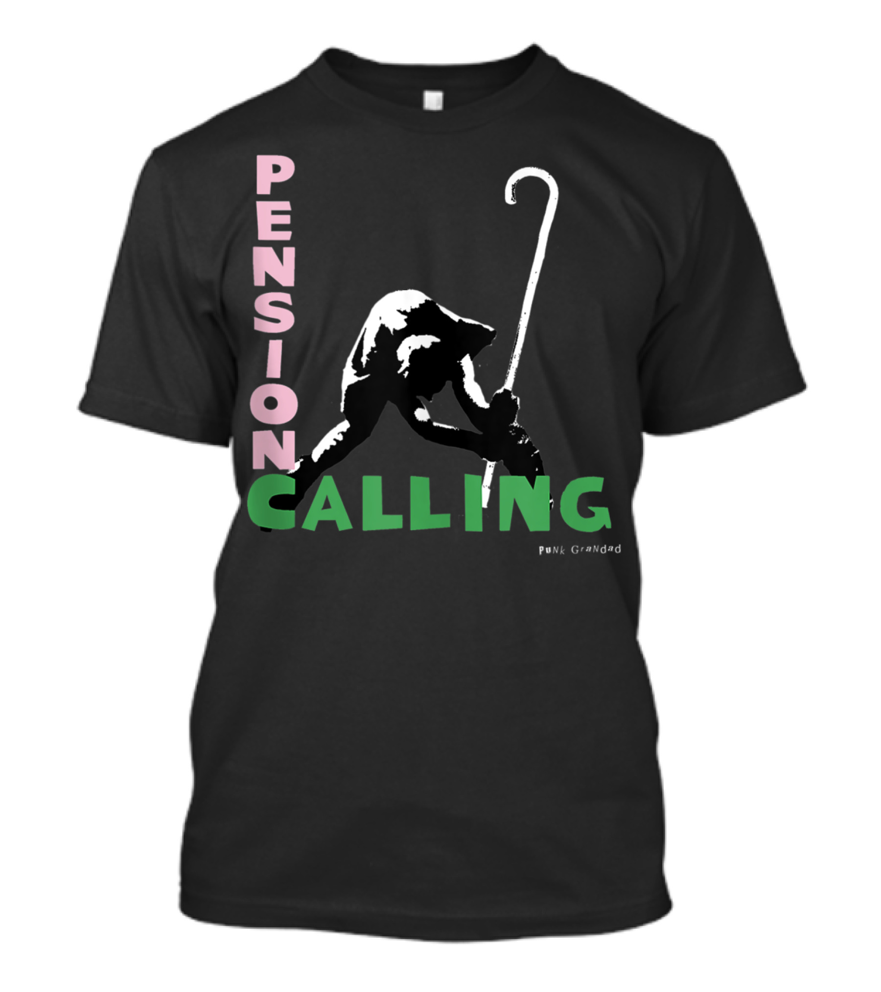 Pension Calling Punk Grandad Funny Punk Rock T-Shirt