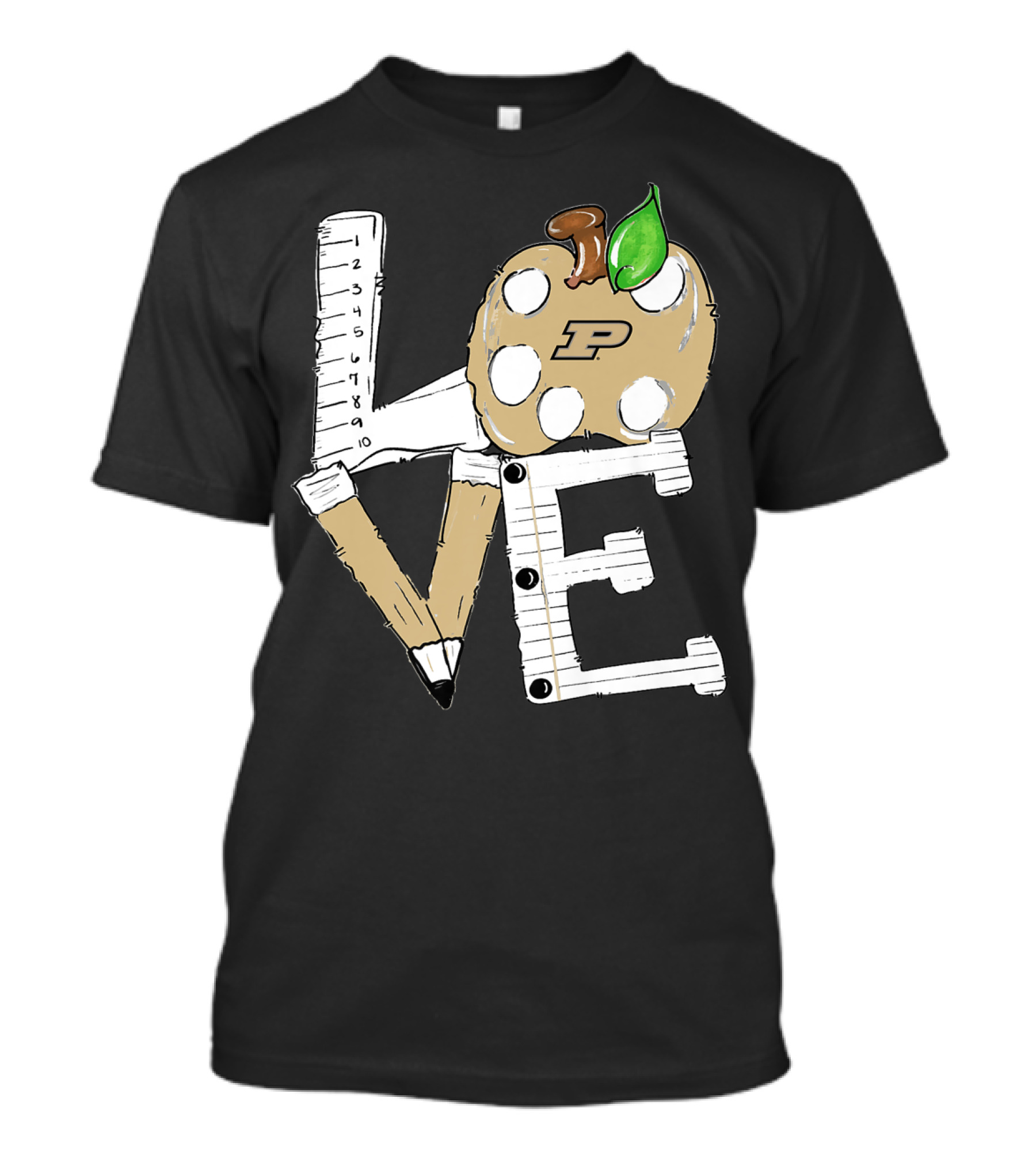 Purdue Boilermakers Love Apple Palette Pencil Ruler T-Shirt