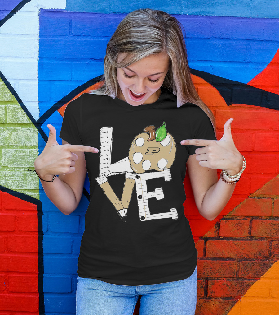 Purdue Boilermakers Love Apple Palette Pencil Ruler T-Shirt