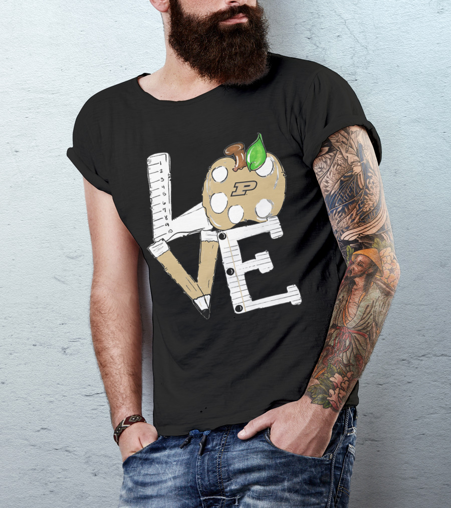 Purdue Boilermakers Love Apple Palette Pencil Ruler T-Shirt