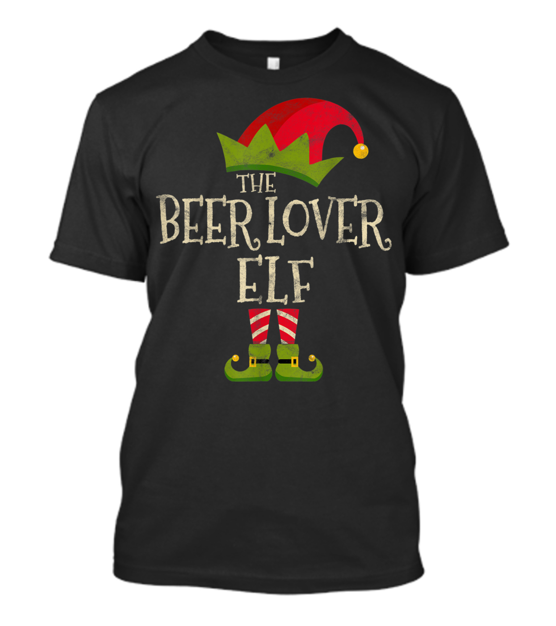 Retro The Beer Lover Elf Costume Family Group Christmas Hat And Boots T-Shirt
