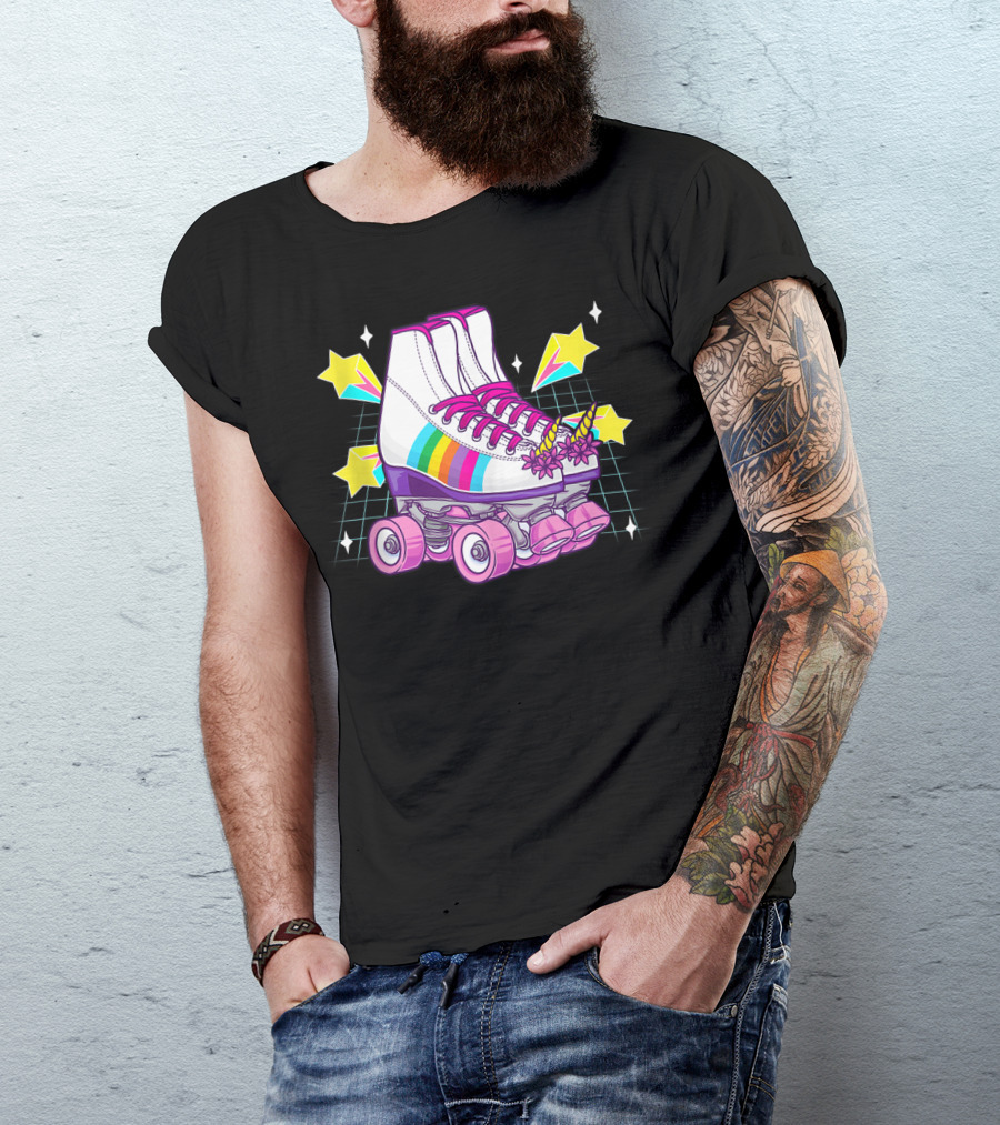 80's Roller Skating Unicorn Party Fun T-Shirt