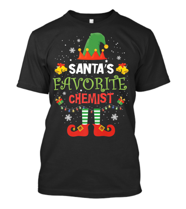 Santa's Favorite Chemist Elf Christmas Bells And Gifts T-Shirt