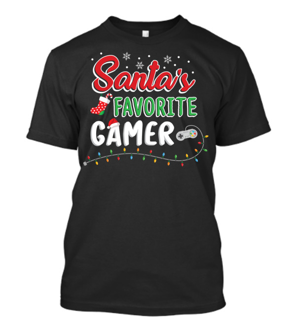 Santa's Favorite Gamer Christmas Controller Lights T-Shirt