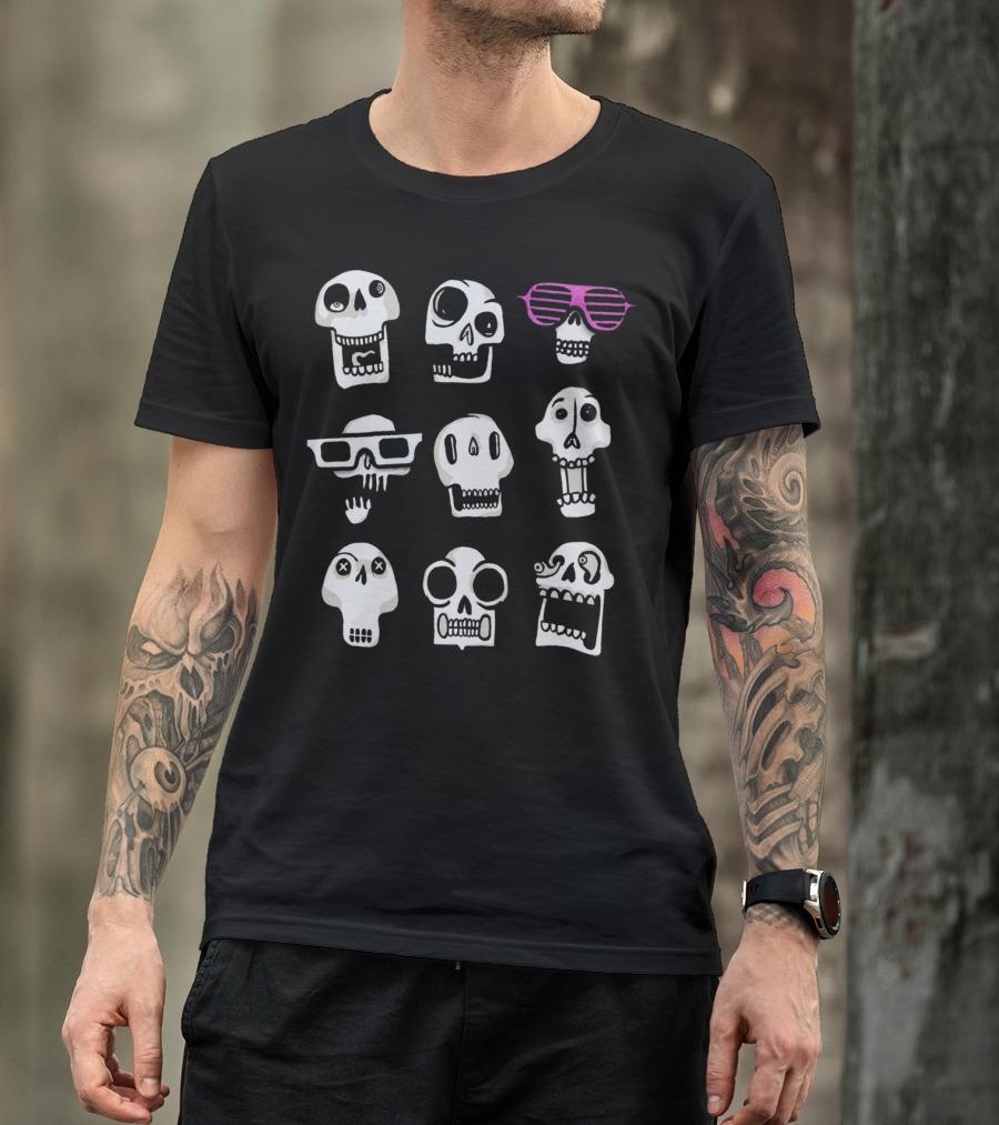 Satan Ca Occult Satanic Lucifer Skulls With Sunglasses And Expressions T-Shirt