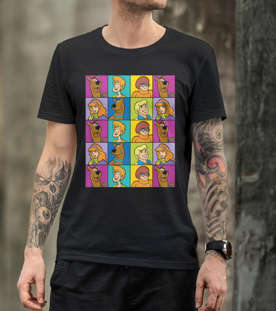Scooby-Doo Meddling Squares Gang Colorful Grid T-Shirt