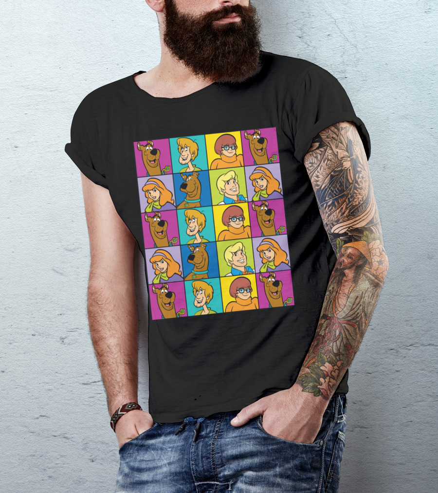 Scooby-Doo Meddling Squares Gang Colorful Grid T-Shirt