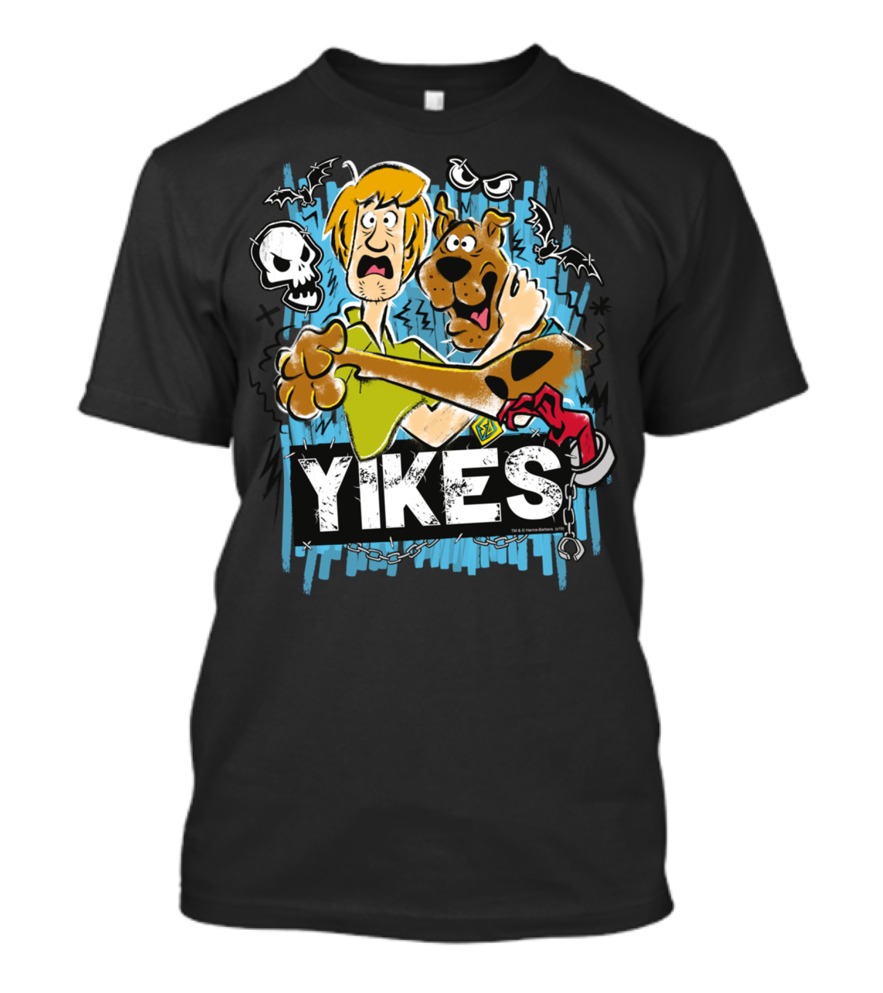 Scooby-Doo Shaggy Yikes Spooky Bats And Skull T-Shirt