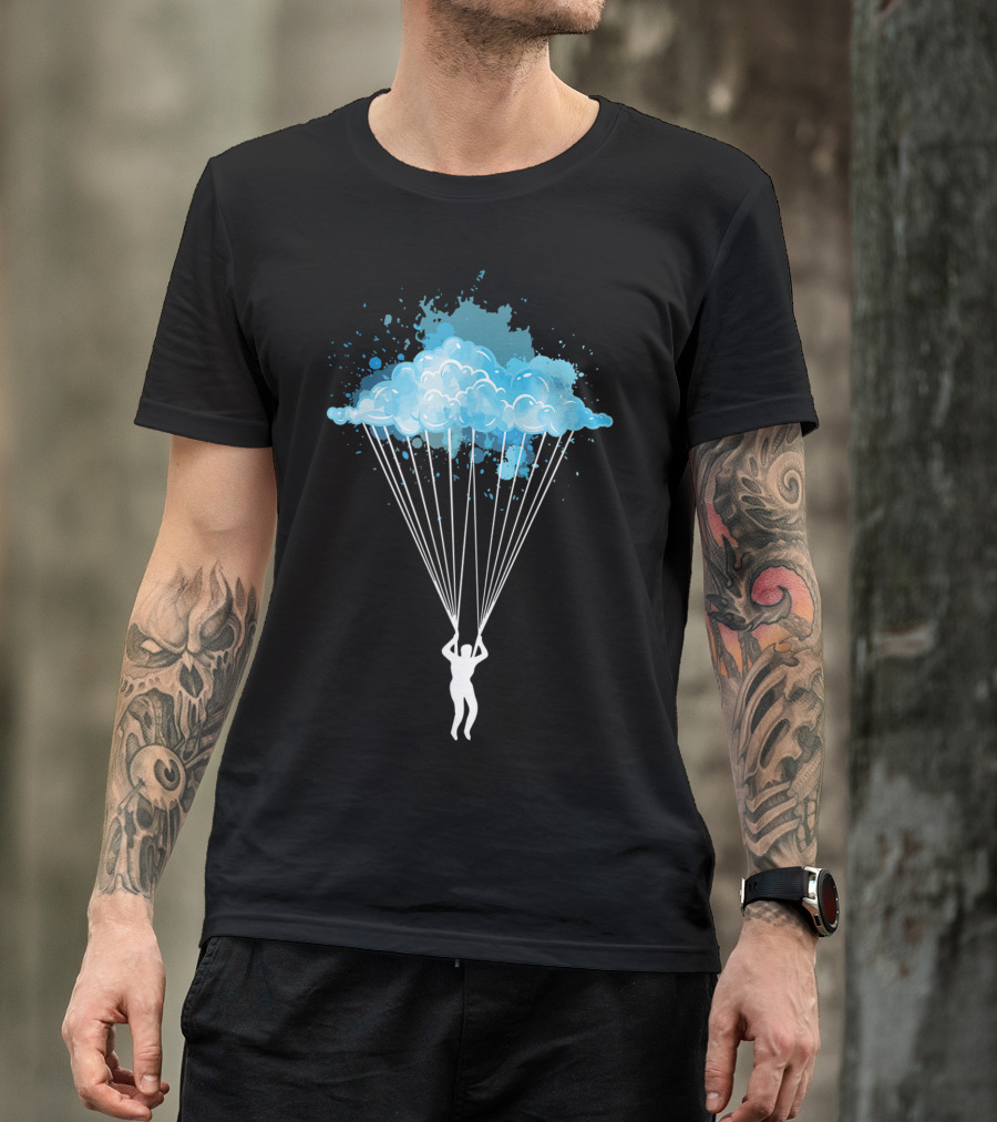 Skydiver's Awesome Parachuting With Cloud Parachute T-Shirt