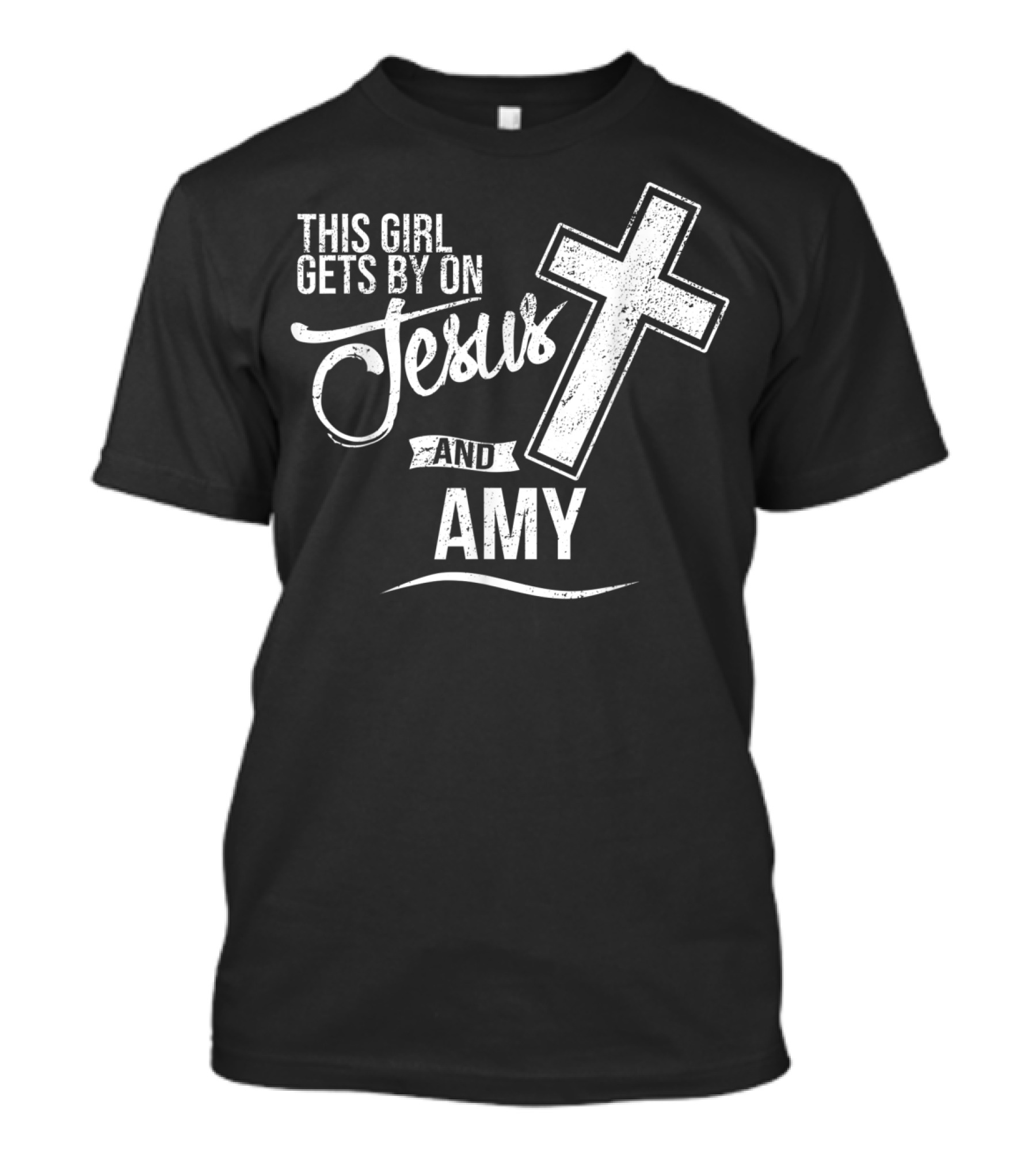 This Girl Gets By On Jesus And Amy With Cross Iconic Faith T-Shirt
