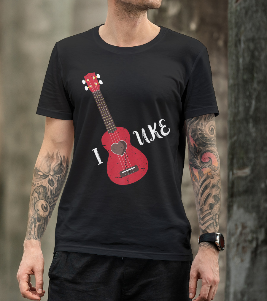 I Heart Uke Ukulele I Love Ukulele Heart T-Shirt