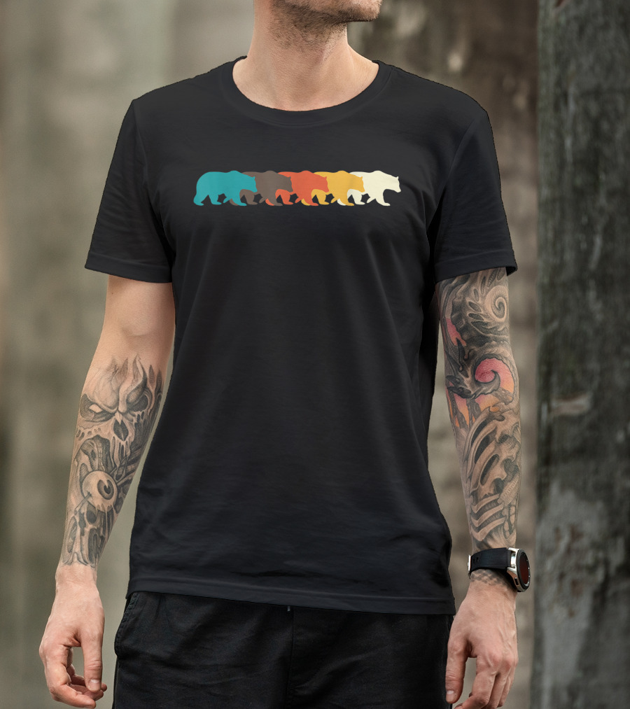 Retro Multicolor Bear Animal Lover Zookeeper T-Shirt