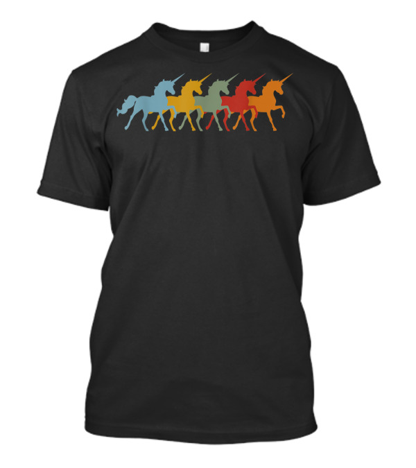 Vintage Colorful Unicorn Silhouette Animal Lover Zookeeper T-Shirt