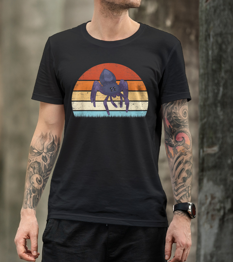 Vintage Retro Sunset Spider Animal Lover Zookeeper T-Shirt