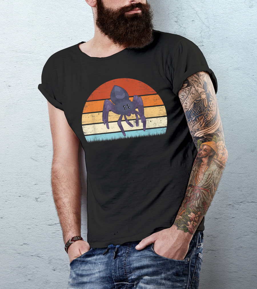 Vintage Retro Sunset Spider Animal Lover Zookeeper T-Shirt