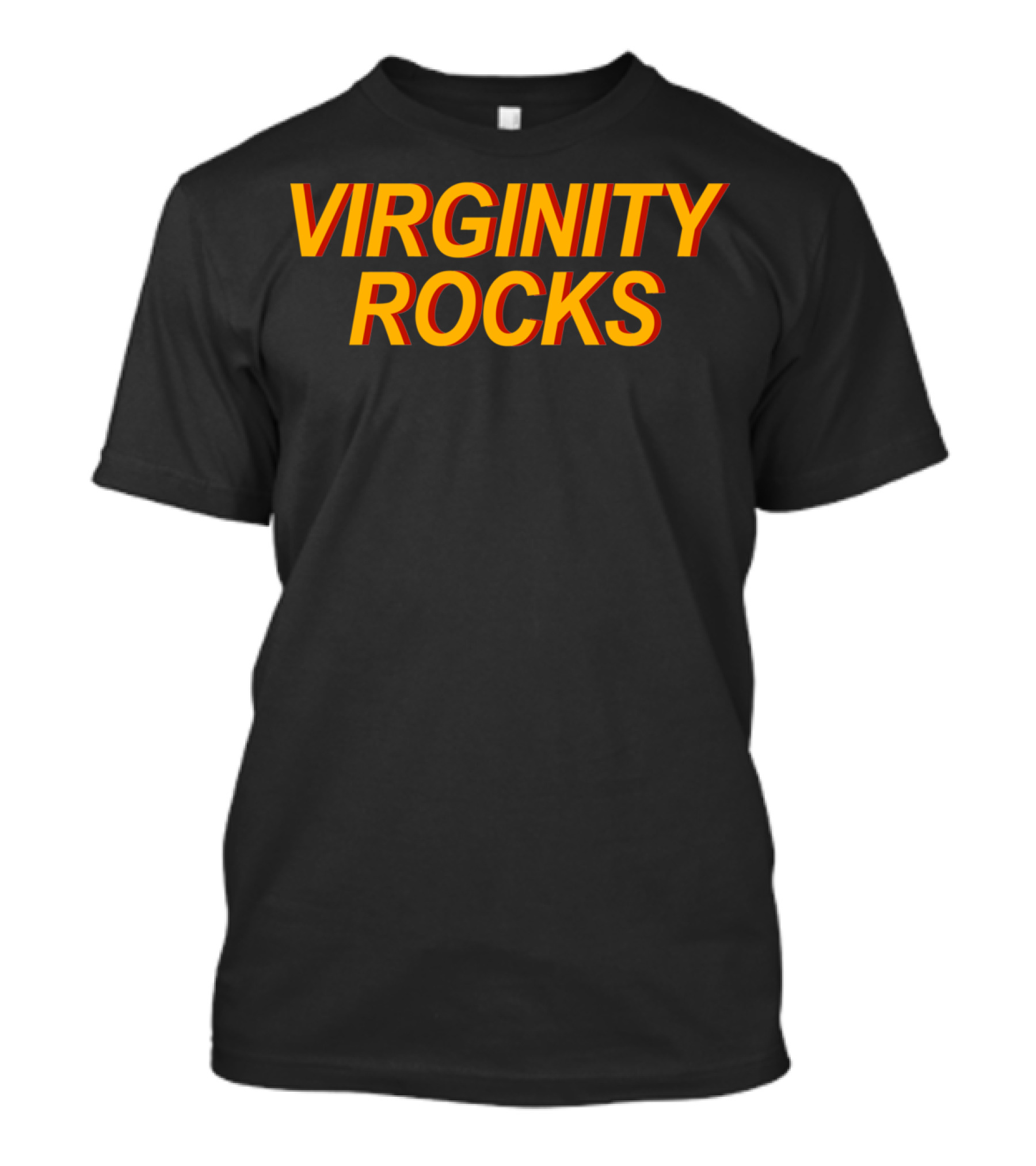 Virginity Rocks Text Bold Yellow Orange T-Shirt