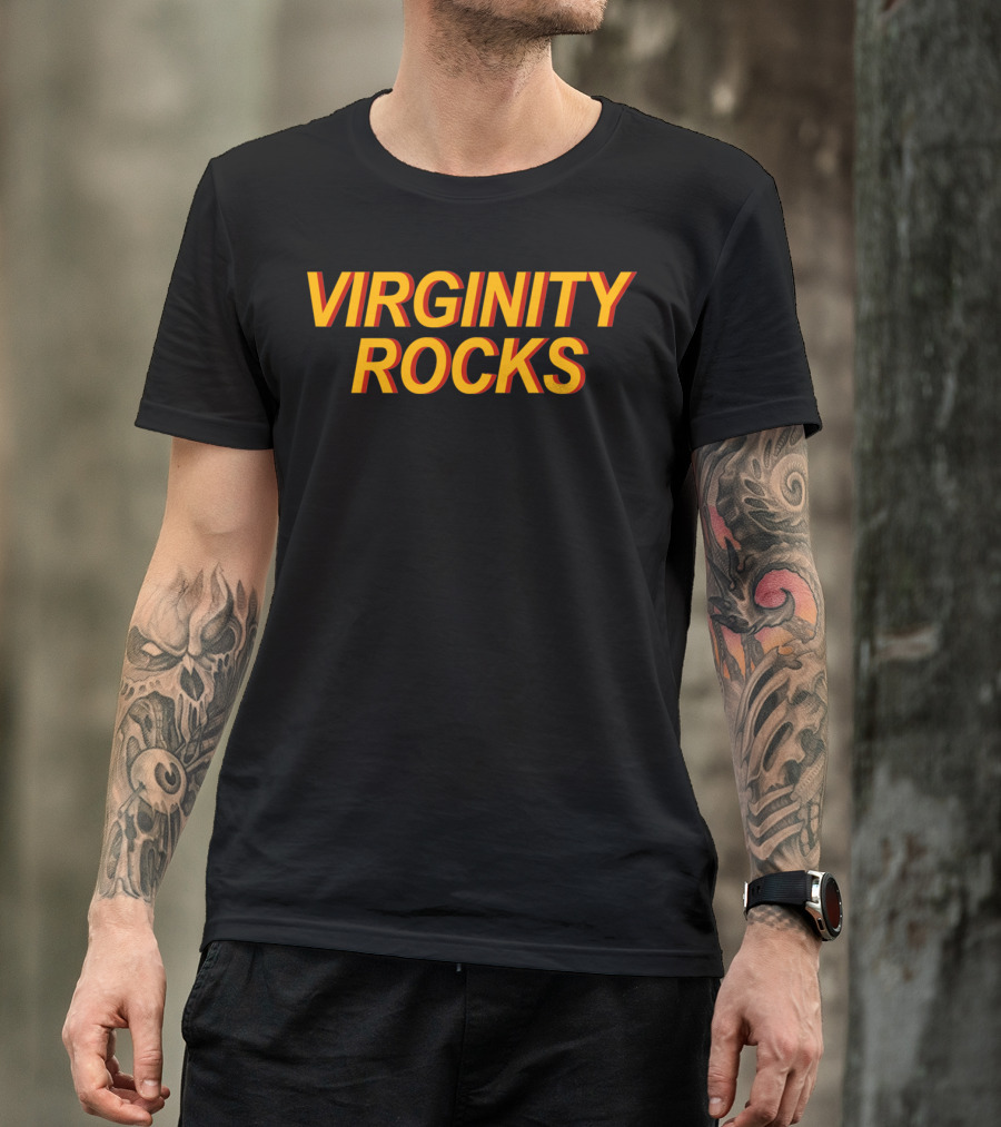 Virginity Rocks Text Bold Yellow Orange T-Shirt