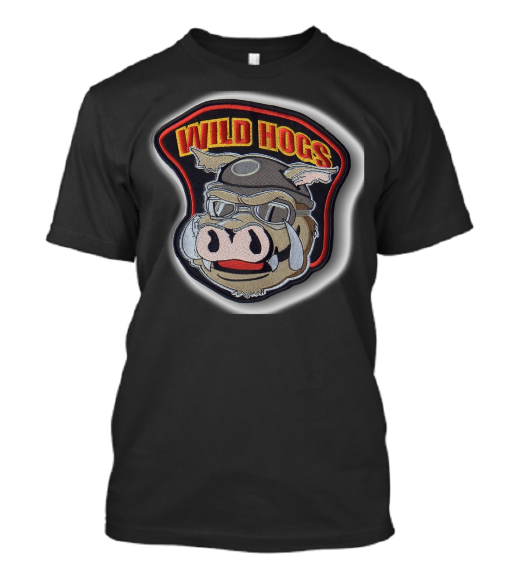 WILD HOGS Cartoon Boar Wearing Biker Helmet And Goggles T-Shirt