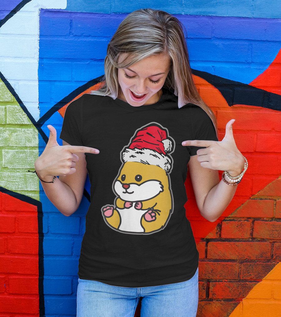 Christmas Hamster Santa Hat T-Shirt