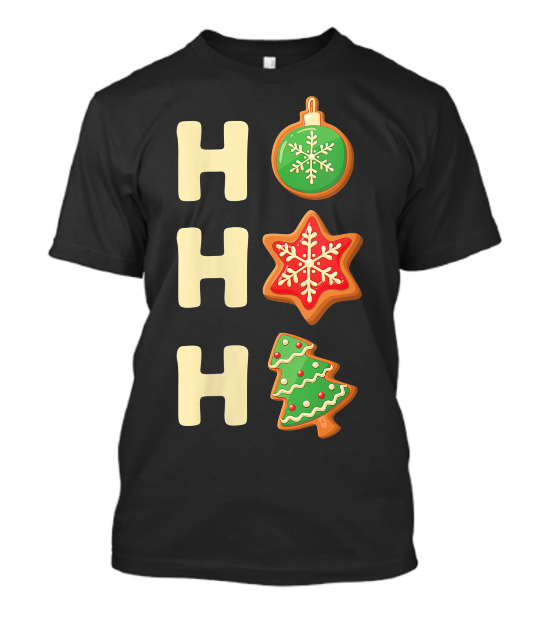 Cute Christmas Cookie Ho Ho Ho Ornament Snowflake Tree T-Shirt