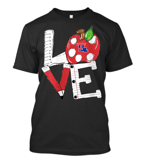 Louisiana Tech Bulldogs Love With Apple And School Supplies T-Shirt