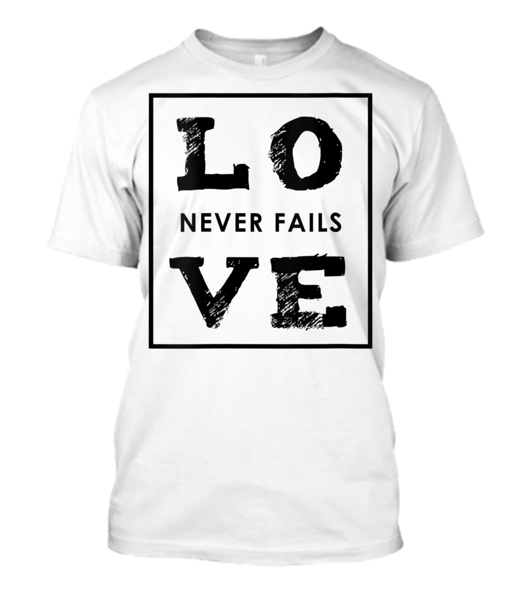 Love Never Fails Christian Bible Verse Text T-Shirt