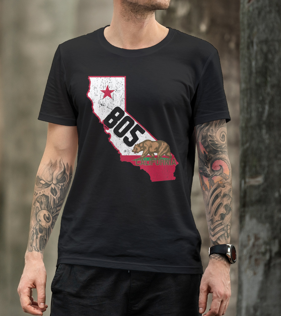 California Bear Flag Santa Barbara Area Code 805 T-Shirt
