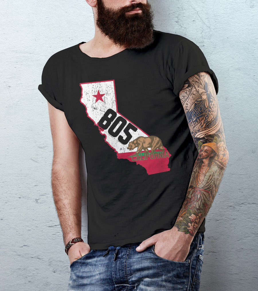 California Bear Flag Santa Barbara Area Code 805 T-Shirt