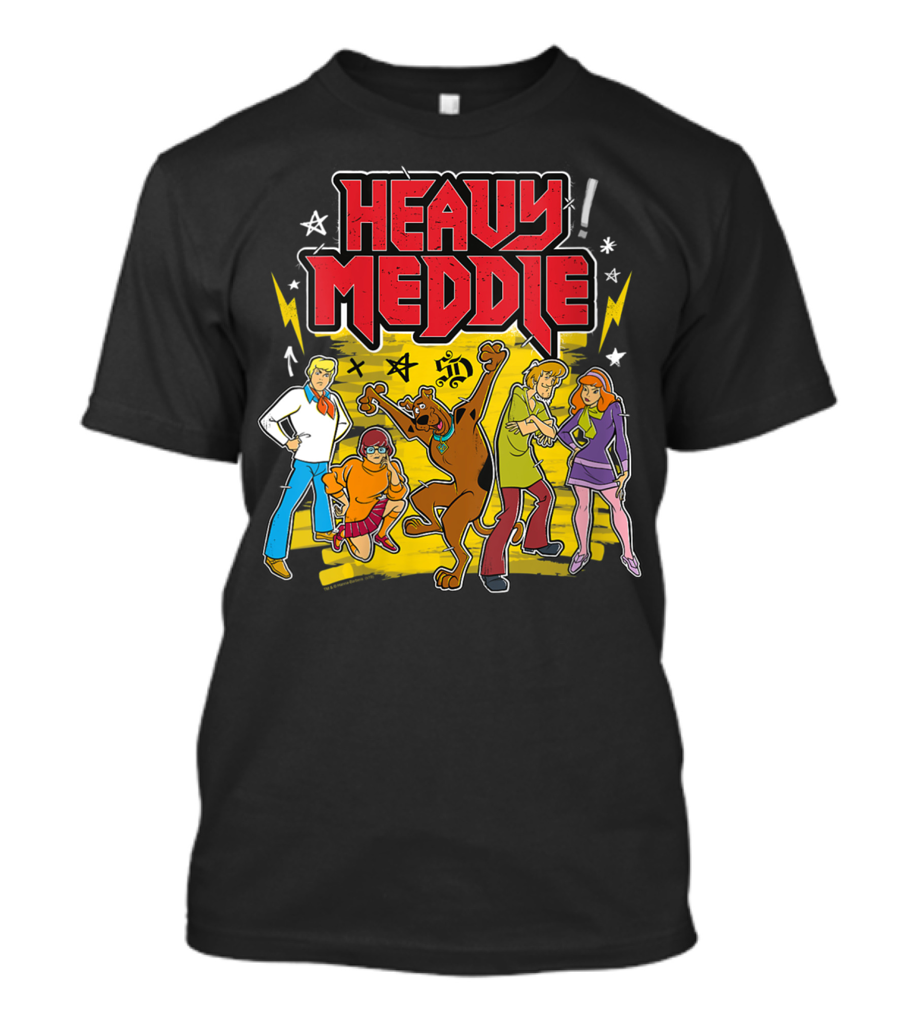 Scooby-Doo Heavy Meddle Retro Cartoon Crew With Stars And Lightning Bolts T-Shirt