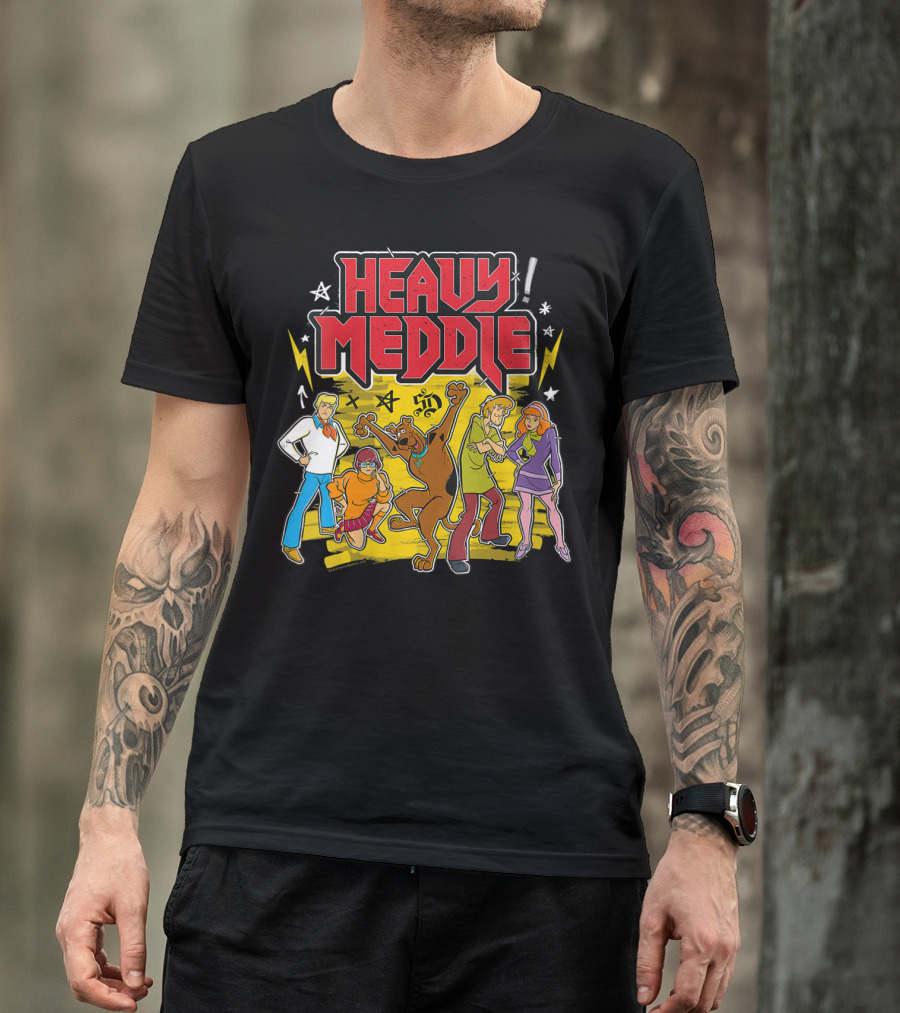 Scooby-Doo Heavy Meddle Retro Cartoon Crew With Stars And Lightning Bolts T-Shirt