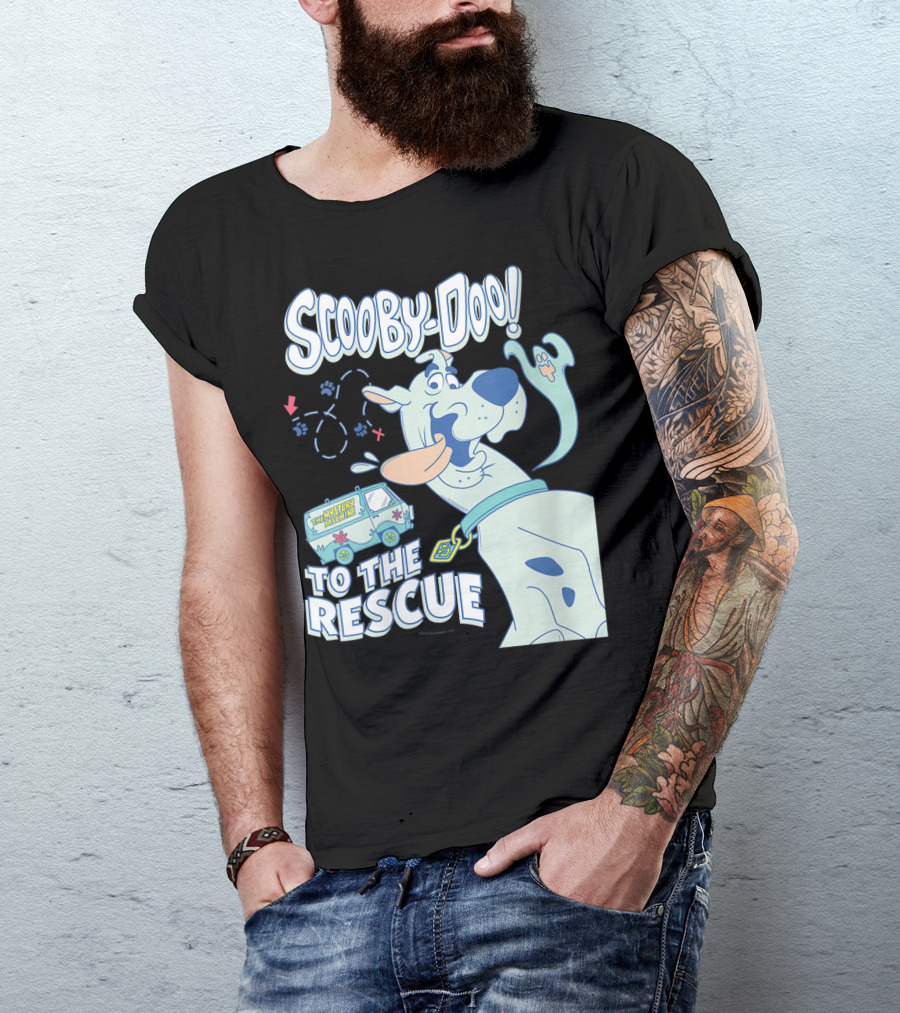 Scooby-Doo To The Rescue With Mystery Machine And Ghost Icon T-Shirt